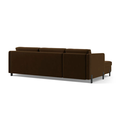 Gloria 4-Sitzer Ecksofa Rechts, ausklappbar, mit Schlaffunktion, mit Bezug aus Samt (Sal4) in Chocolate, 280x170 cm – Bild 5
