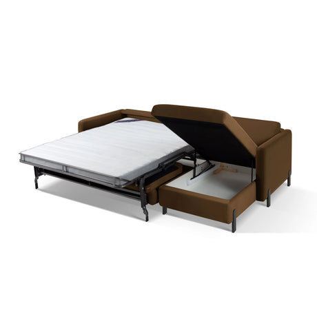 Gloria 4-Sitzer Ecksofa Rechts, ausklappbar, mit Schlaffunktion, mit Bezug aus Samt (Sal4) in Chocolate, 280x170 cm – Bild 6