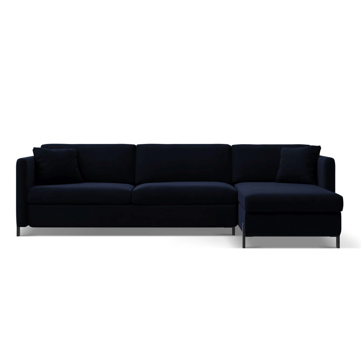 Gloria 4-Sitzer Ecksofa Rechts, ausklappbar, mit Schlaffunktion, mit Bezug aus Samt (Sal5) in Königsblau, 260x170 cm – Bild 1