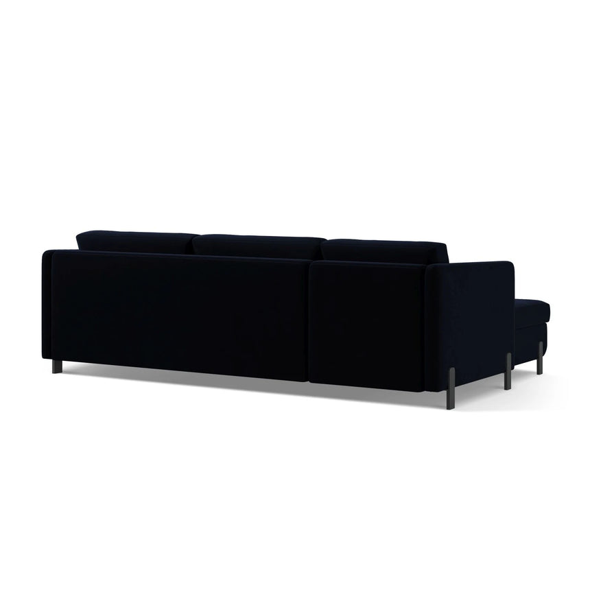 Gloria 4-Sitzer Ecksofa Rechts, ausklappbar, mit Schlaffunktion, mit Bezug aus Samt (Sal5) in Königsblau, 280x170 cm – Bild 5