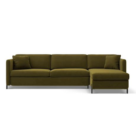 Gloria 4-Sitzer Ecksofa Rechts, ausklappbar, mit Schlaffunktion, mit Bezug aus Samt (Sal8) in Grün, 280x170 cm – Bild 1