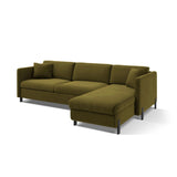 Gloria 4-Sitzer Ecksofa Rechts, ausklappbar, mit Schlaffunktion, mit Bezug aus Samt (Sal8) in Grün, 280x170 cm – Bild 4