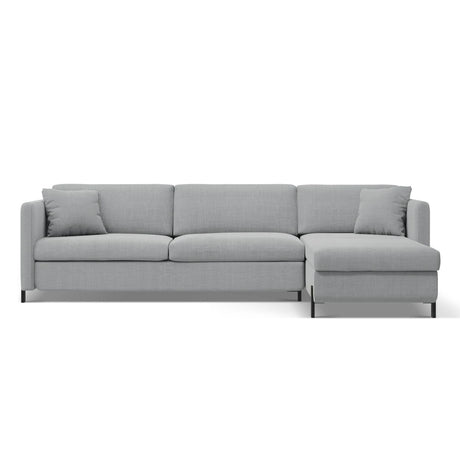 Gloria 4-Sitzer Ecksofa Rechts, ausklappbar, mit Schlaffunktion, mit Bezug aus Strukturierter Stoff (Bjo06) in Hellgrau, 260x170 cm – Bild 1