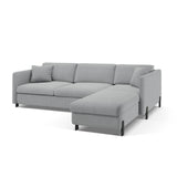 Gloria 4-Sitzer Ecksofa Rechts, ausklappbar, mit Schlaffunktion, mit Bezug aus Strukturierter Stoff (Bjo06) in Hellgrau, 280x170 cm – Bild 4