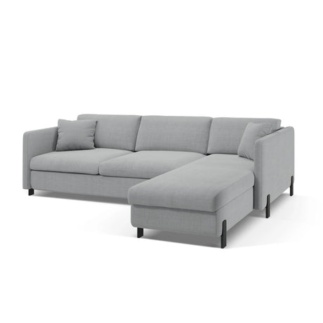 Gloria 4-Sitzer Ecksofa Rechts, ausklappbar, mit Schlaffunktion, mit Bezug aus Strukturierter Stoff (Bjo06) in Hellgrau, 280x170 cm – Bild 4