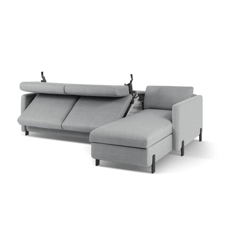 Gloria 4-Sitzer Ecksofa Rechts, ausklappbar, mit Schlaffunktion, mit Bezug aus Strukturierter Stoff (Bjo06) in Hellgrau, 280x170 cm – Bild 6