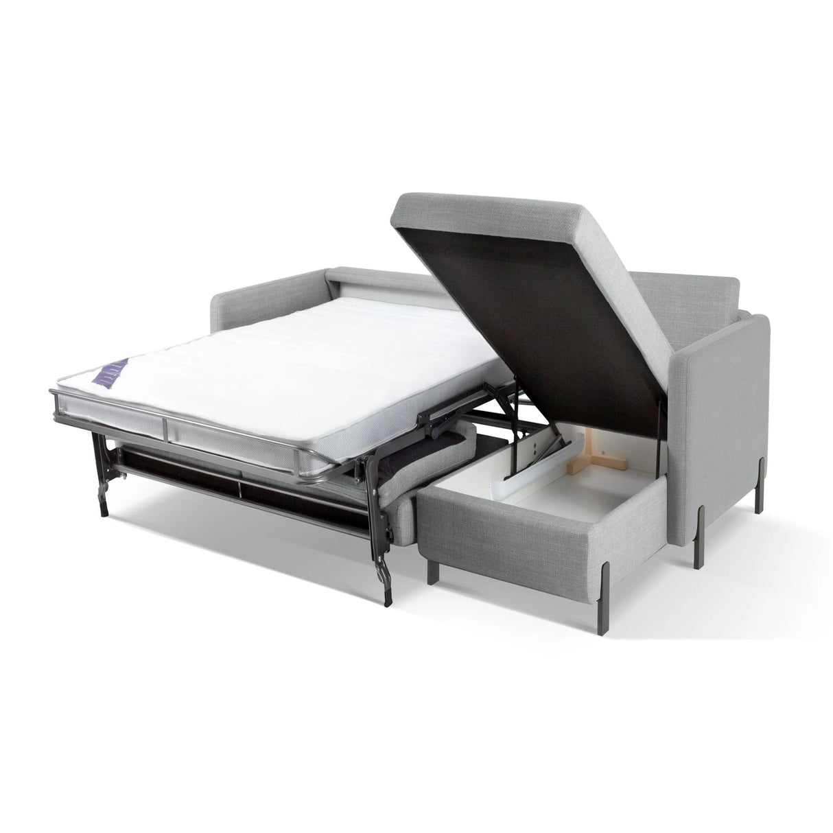 Gloria 4-Sitzer Ecksofa Rechts, ausklappbar, mit Schlaffunktion, mit Bezug aus Strukturierter Stoff (Bjo06) in Hellgrau, 280x170 cm – Bild 7