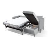 Gloria 4-Sitzer Ecksofa Rechts, ausklappbar, mit Schlaffunktion, mit Bezug aus Strukturierter Stoff (Bjo06) in Hellgrau, 280x170 cm – Bild 7