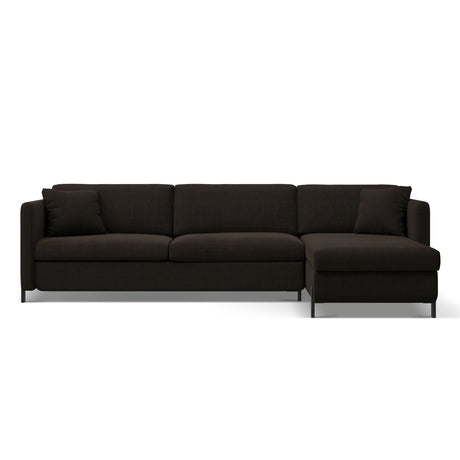 Gloria 4-Sitzer Ecksofa Rechts, ausklappbar, mit Schlaffunktion, mit Bezug aus Strukturierter Stoff (Bjo16) in Dunkelgrau, 260x170 cm – Bild 1