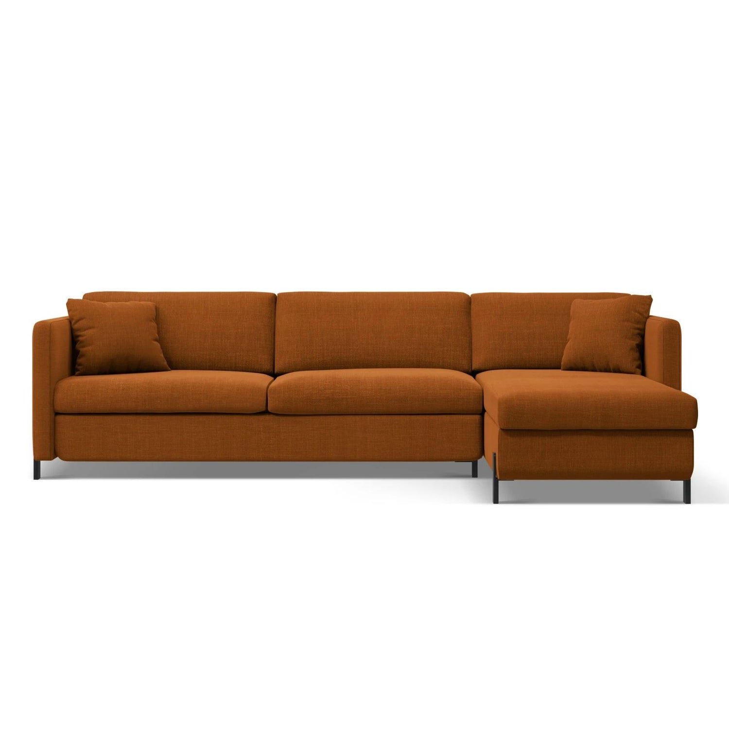 Gloria 4-Sitzer Ecksofa Rechts, ausklappbar, mit Schlaffunktion, mit Bezug aus Strukturierter Stoff (Bjo42) in Ziegel, 260x170 cm – Bild 1