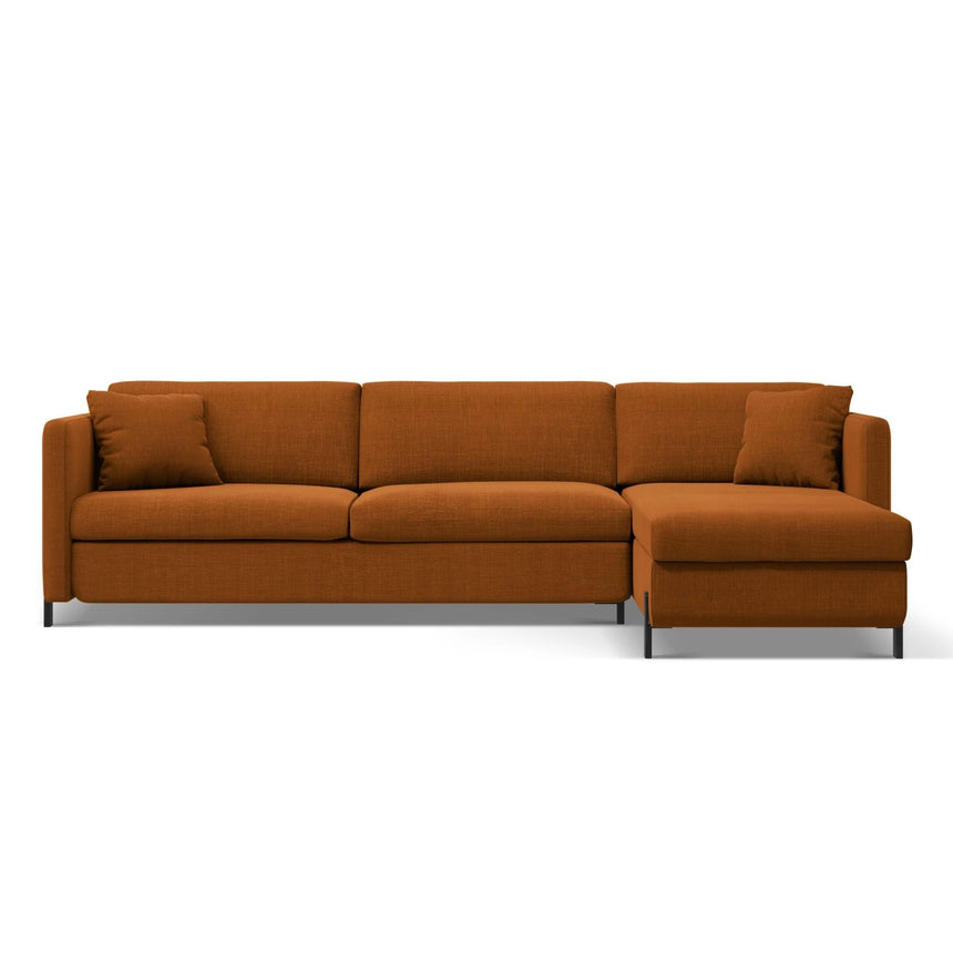 Gloria 4-Sitzer Ecksofa Rechts, ausklappbar, mit Schlaffunktion, mit Bezug aus Strukturierter Stoff (Bjo42) in Ziegel, 260x170 cm – Bild 1