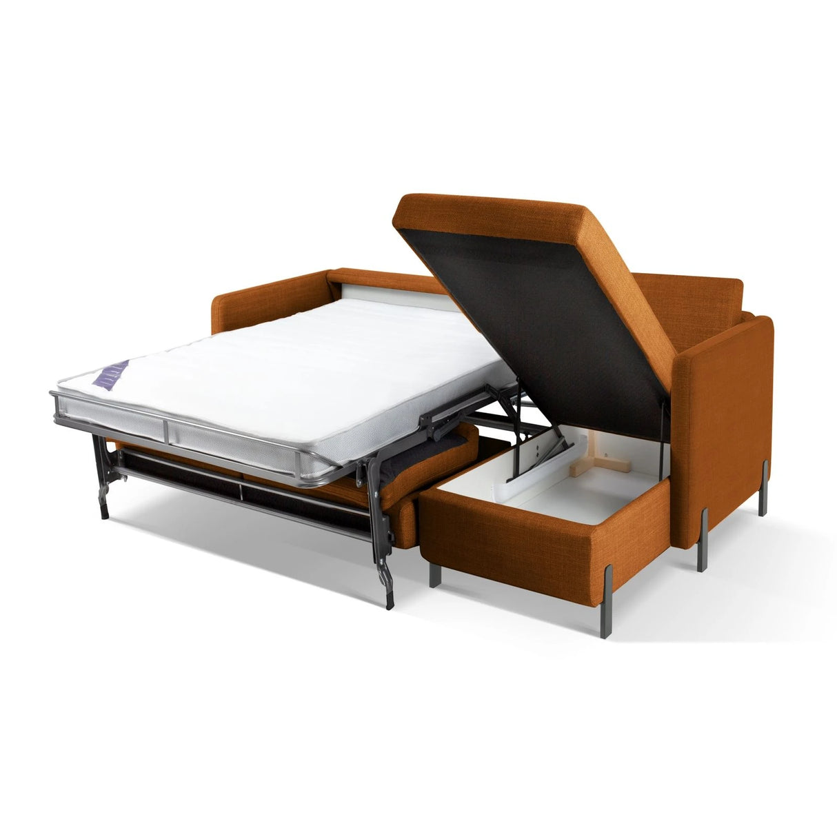 Gloria 4-Sitzer Ecksofa Rechts, ausklappbar, mit Schlaffunktion, mit Bezug aus Strukturierter Stoff (Bjo42) in Ziegel, 260x170 cm – Bild 7