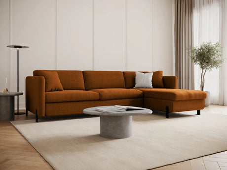 Gloria 4-Sitzer Ecksofa Rechts, ausklappbar, mit Schlaffunktion, mit Bezug aus Strukturierter Stoff (Bjo42) in Ziegel, 280x170 cm – Bild 2