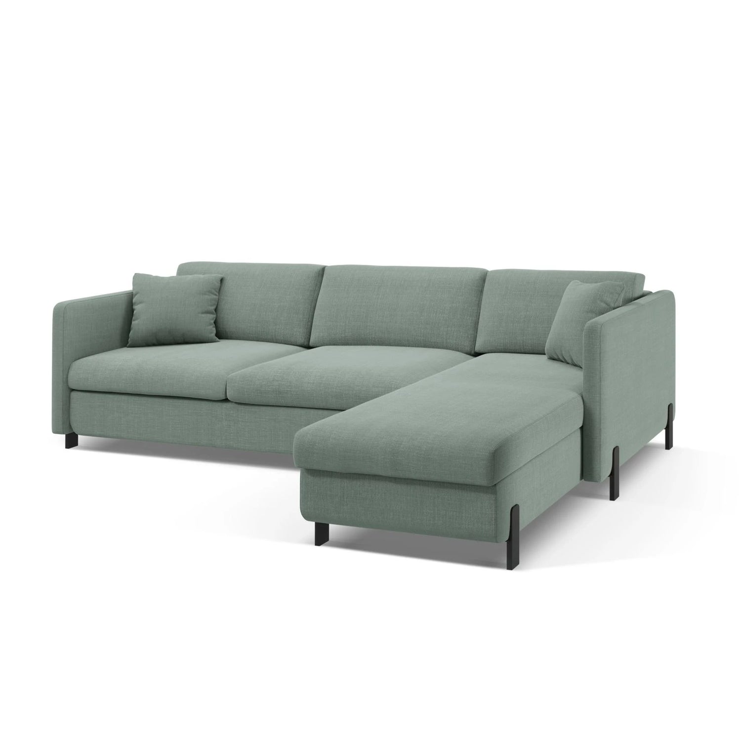 Gloria 4-Sitzer Ecksofa Rechts, ausklappbar, mit Schlaffunktion, mit Bezug aus Strukturierter Stoff (Bjo71) in Mint, 280x170 cm – Bild 4