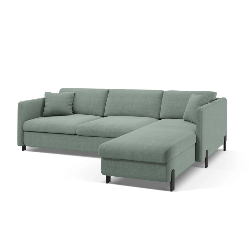 Gloria 4-Sitzer Ecksofa Rechts, ausklappbar, mit Schlaffunktion, mit Bezug aus Strukturierter Stoff (Bjo71) in Mint, 280x170 cm – Bild 4