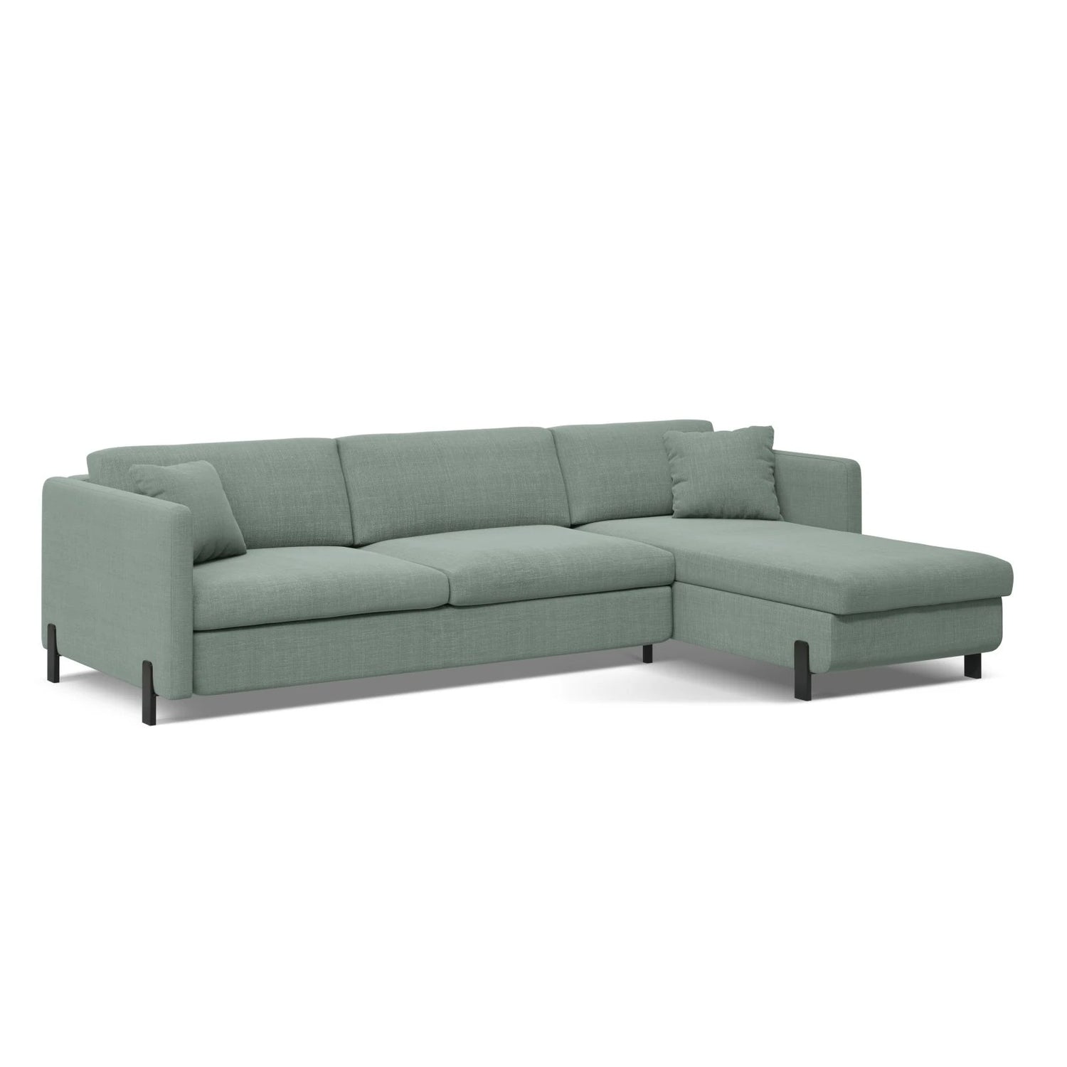 Gloria 4-Sitzer Ecksofa Rechts, ausklappbar, mit Schlaffunktion, mit Bezug aus Strukturierter Stoff (Bjo71) in Mint, 280x170 cm – Bild 6