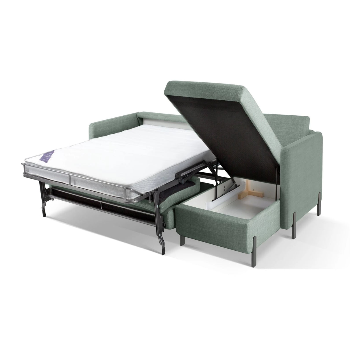 Gloria 4-Sitzer Ecksofa Rechts, ausklappbar, mit Schlaffunktion, mit Bezug aus Strukturierter Stoff (Bjo71) in Mint, 280x170 cm – Bild 8