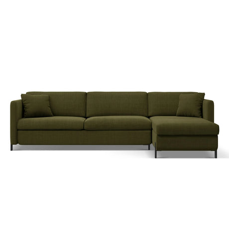 Gloria 4-Sitzer Ecksofa Rechts, ausklappbar, mit Schlaffunktion, mit Bezug aus Strukturierter Stoff (Bjo77) in Grün, 260x170 cm – Bild 1