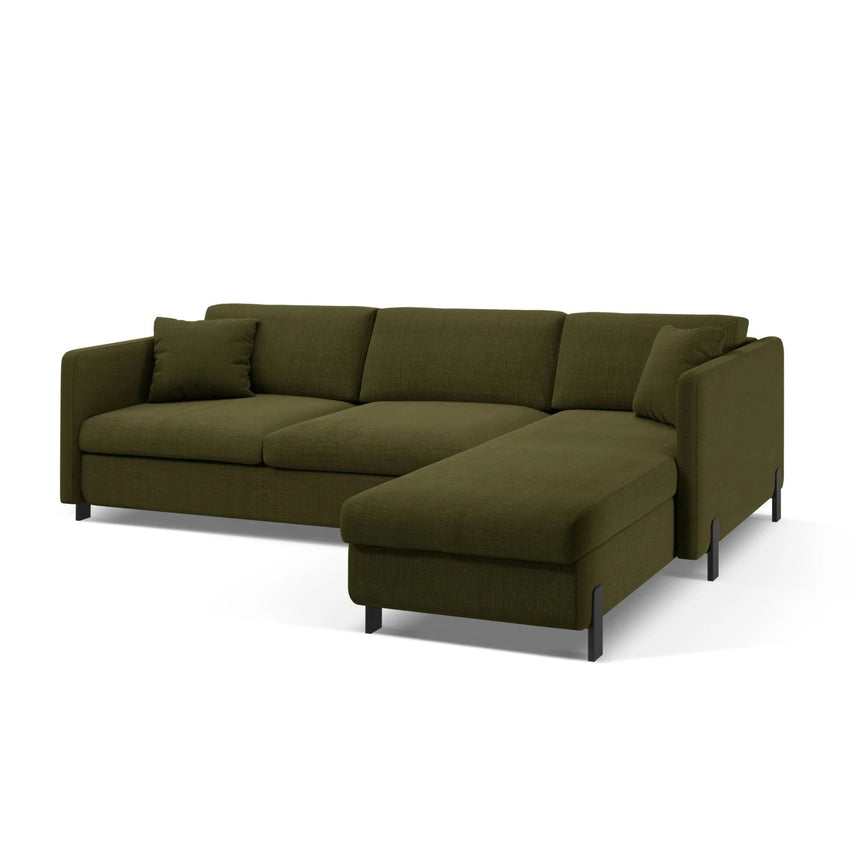 Gloria 4-Sitzer Ecksofa Rechts, ausklappbar, mit Schlaffunktion, mit Bezug aus Strukturierter Stoff (Bjo77) in Grün, 280x170 cm – Bild 4