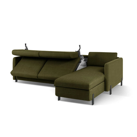 Gloria 4-Sitzer Ecksofa Rechts, ausklappbar, mit Schlaffunktion, mit Bezug aus Strukturierter Stoff (Bjo77) in Grün, 280x170 cm – Bild 6