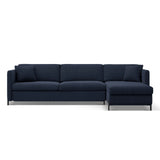 Gloria 4-Sitzer Ecksofa Rechts, ausklappbar, mit Schlaffunktion, mit Bezug aus Strukturierter Stoff (Bjo86) in Blau, 280x170 cm – Bild 1