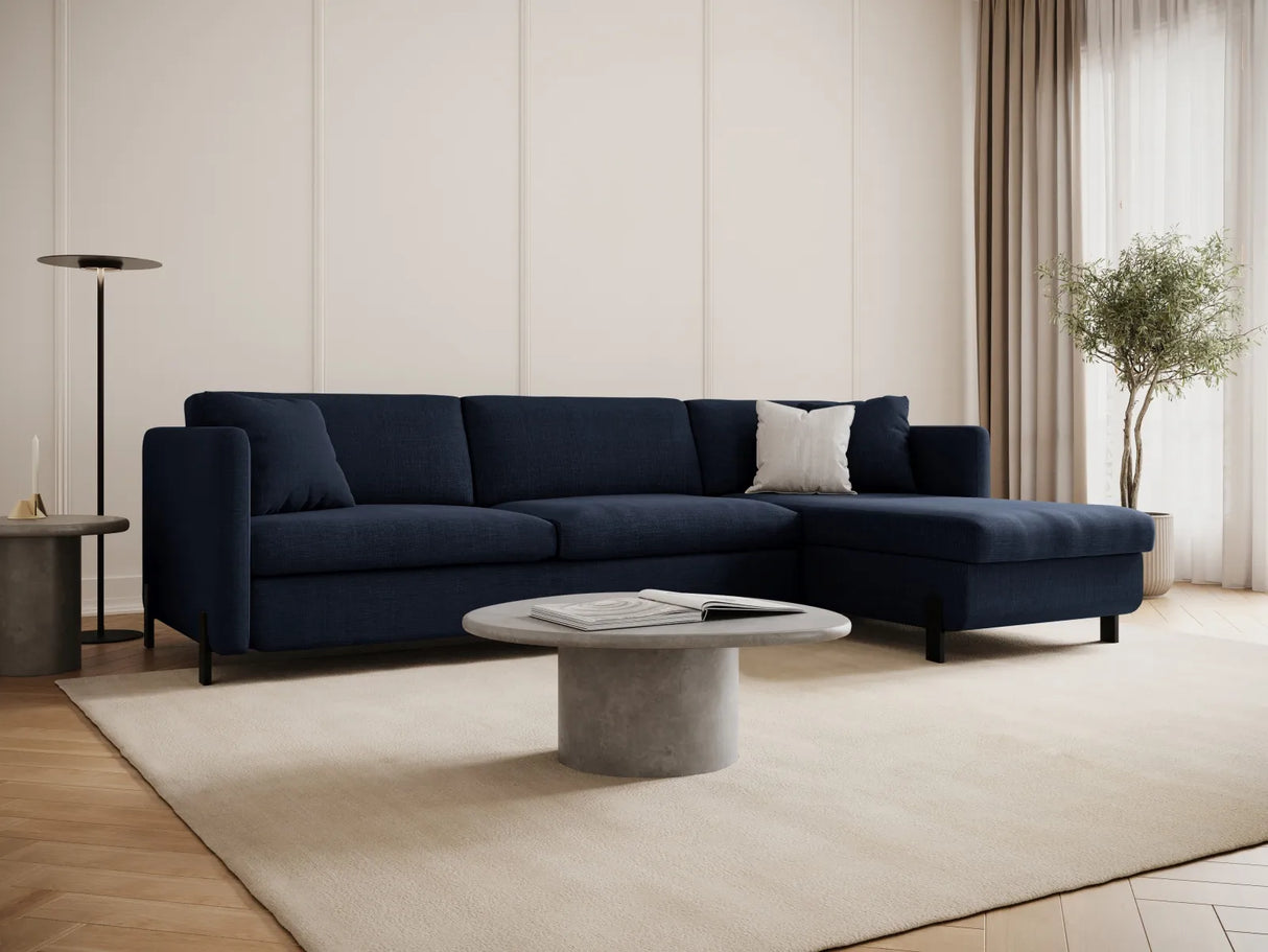 Gloria 4-Sitzer Ecksofa Rechts, ausklappbar, mit Schlaffunktion, mit Bezug aus Strukturierter Stoff (Bjo86) in Blau, 280x170 cm – Bild 2