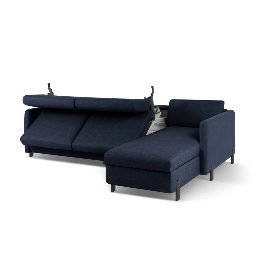 Gloria 4-Sitzer Ecksofa Rechts, ausklappbar, mit Schlaffunktion, mit Bezug aus Strukturierter Stoff (Bjo86) in Blau, 280x170 cm – Bild 6