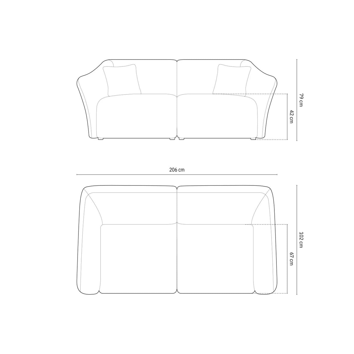 Hailey 3-Sitzer Sofa aus Boucle (Sic75) in Dunkelgrau, 206x102 cm – Bild 2