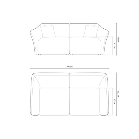 Hailey 3-Sitzer Sofa aus Boucle (Sic75) in Dunkelgrau, 206x102 cm – Bild 2