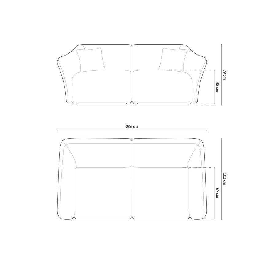Hailey 3-Sitzer Sofa aus Boucle (Sic75) in Dunkelgrau, 206x102 cm – Bild 2