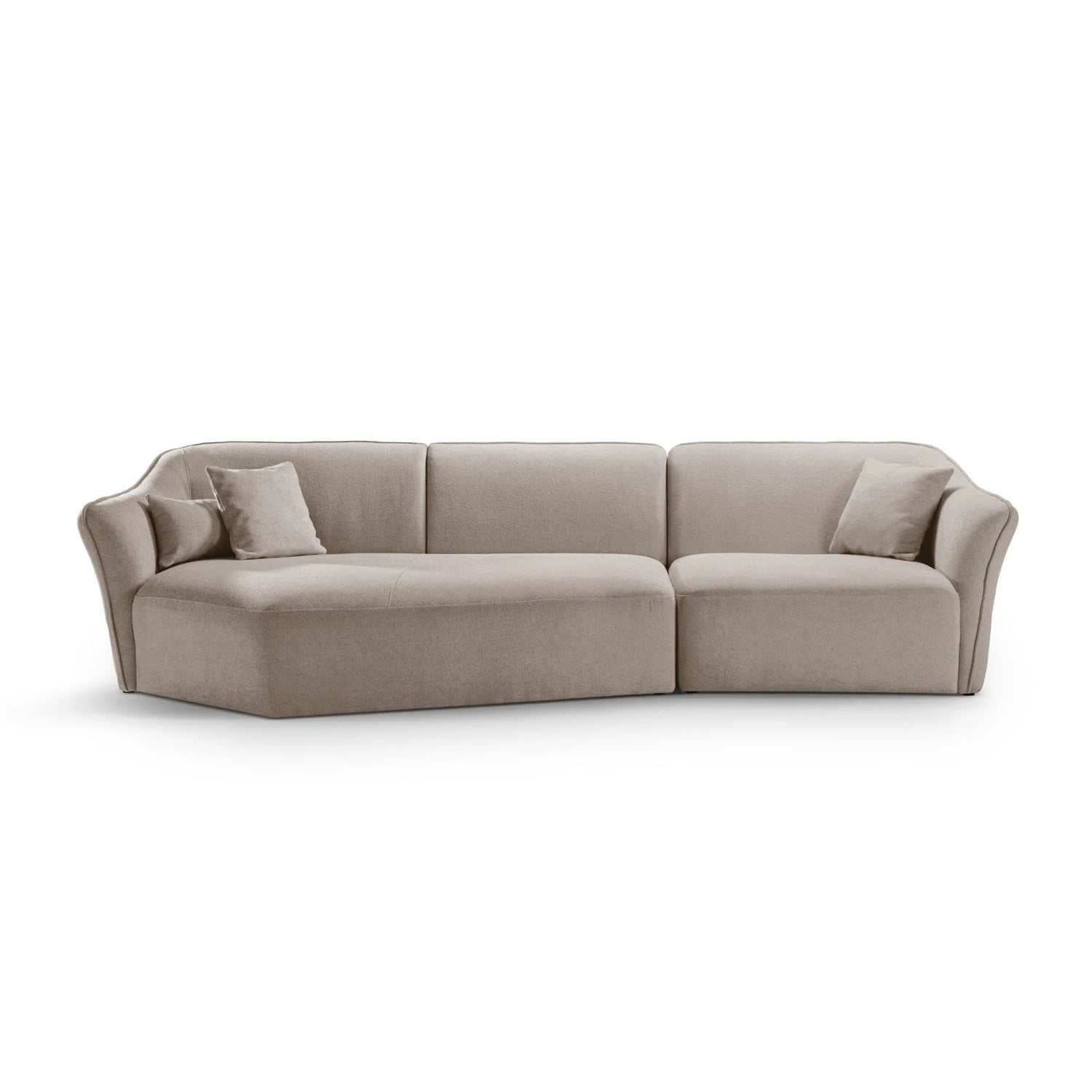 Hailey 5-Sitzer Ecksofa, Linke Seite, aus Boucle (Sic50) in Dunkelbeige, 292x138 cm – Bild 1