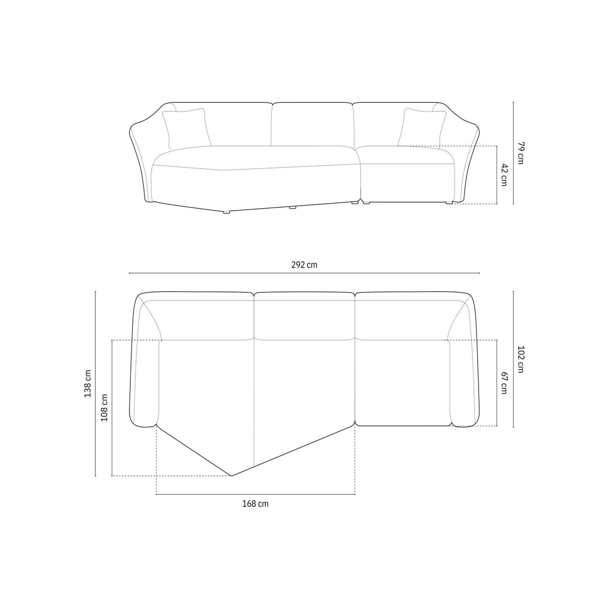 Hailey 5-Sitzer Ecksofa, Linke Seite, aus Boucle (Sic55) in Leichtes Beige, 292x138 cm – Bild 2