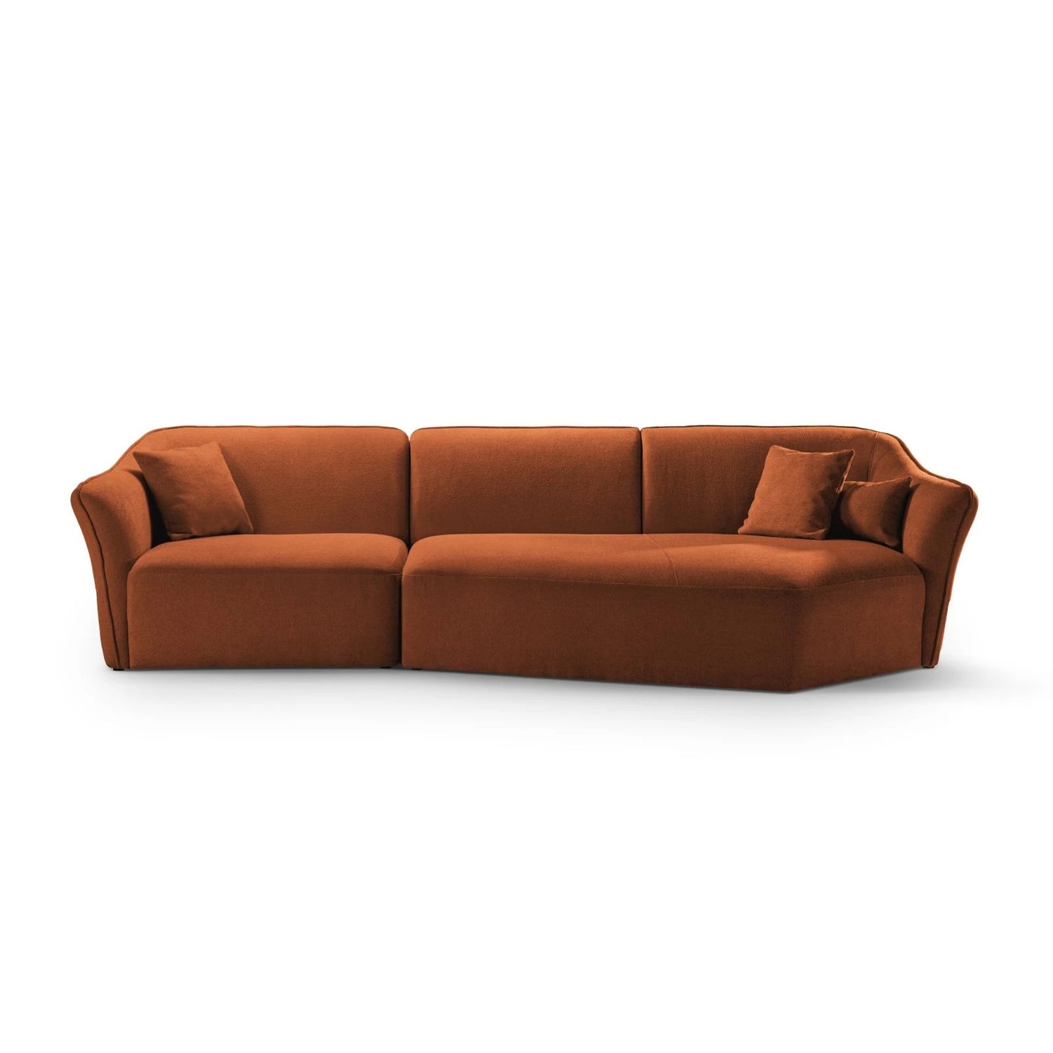 Hailey 5-Sitzer Ecksofa, Rechte Seite, aus Boucle (Sic30) in Ziegel, 292x138 cm – Bild 1