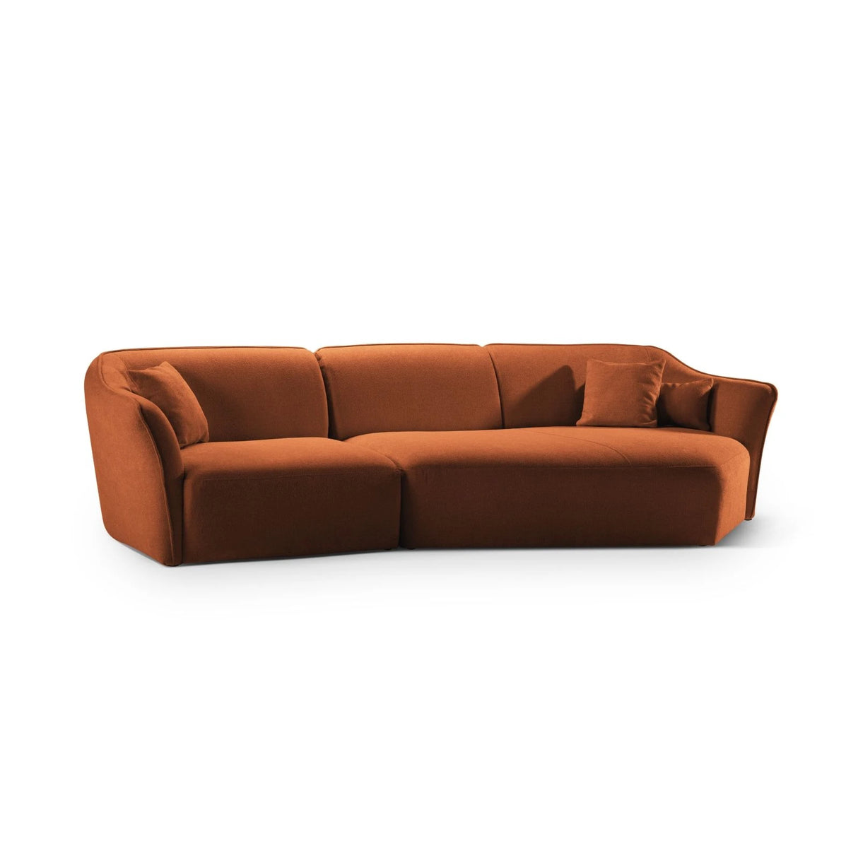 Hailey 5-Sitzer Ecksofa, Rechte Seite, aus Boucle (Sic30) in Ziegel, 292x138 cm – Bild 4