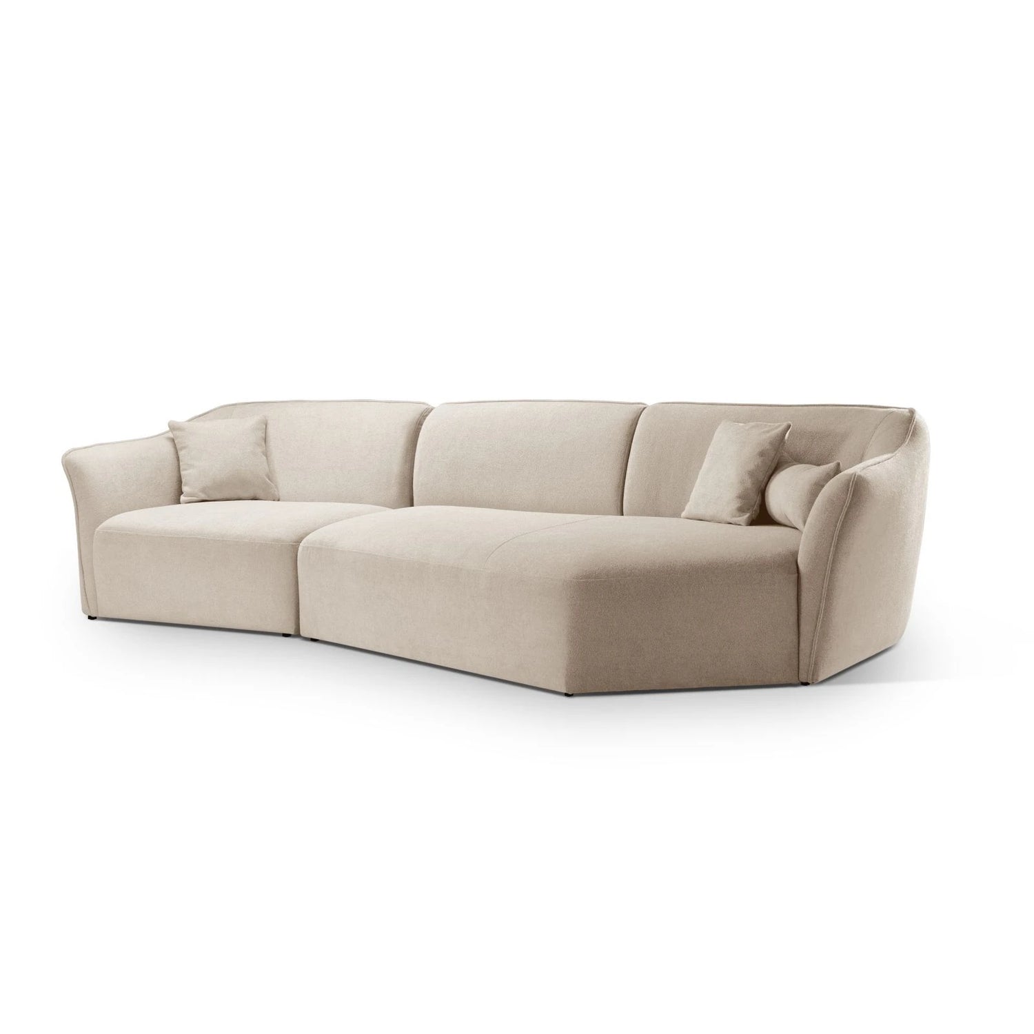 Hailey 5-Sitzer Ecksofa, Rechte Seite, aus Boucle (Sic55) in Leichtes Beige, 292x138 cm – Bild 3