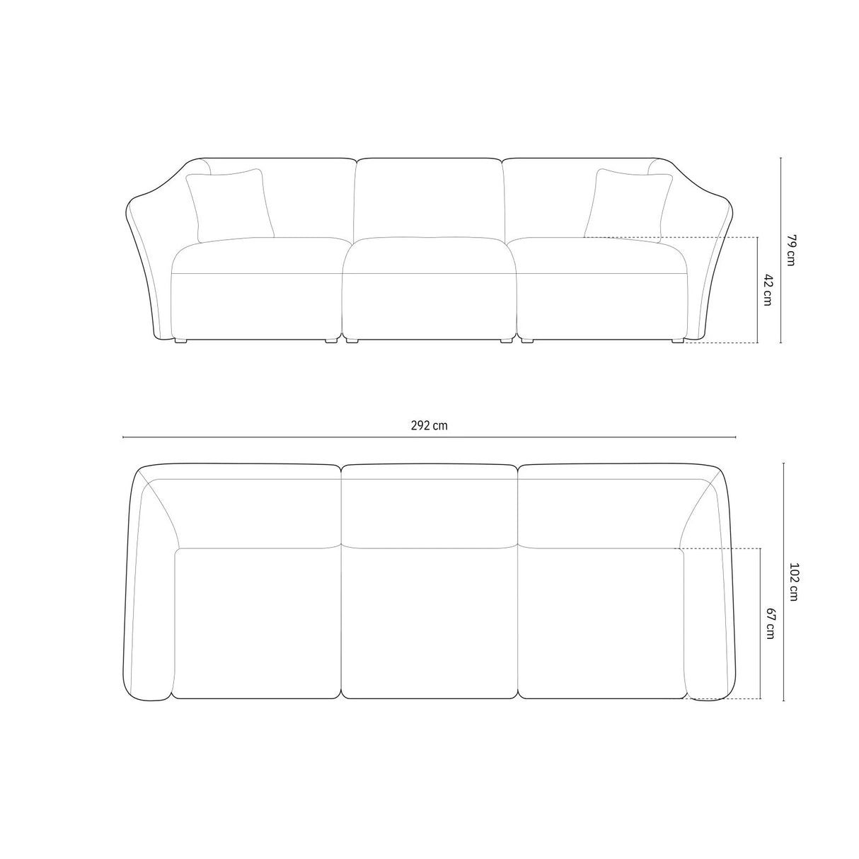 Hailey 5-Sitzer Sofa aus Boucle (Sic35) in Peach, 292x102 cm – Bild 2