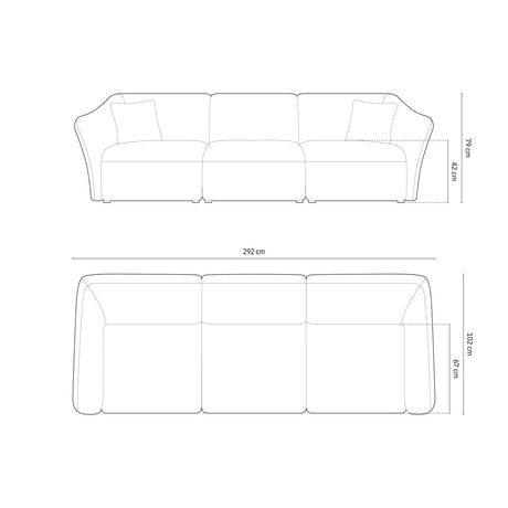 Hailey 5-Sitzer Sofa aus Boucle (Sic35) in Peach, 292x102 cm – Bild 2