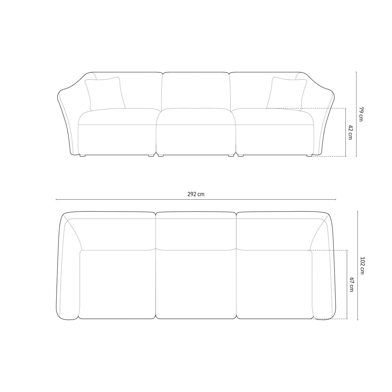 Hailey 5-Sitzer Sofa aus Boucle (Sic50) in Dunkelbeige, 292x102 cm – Bild 2