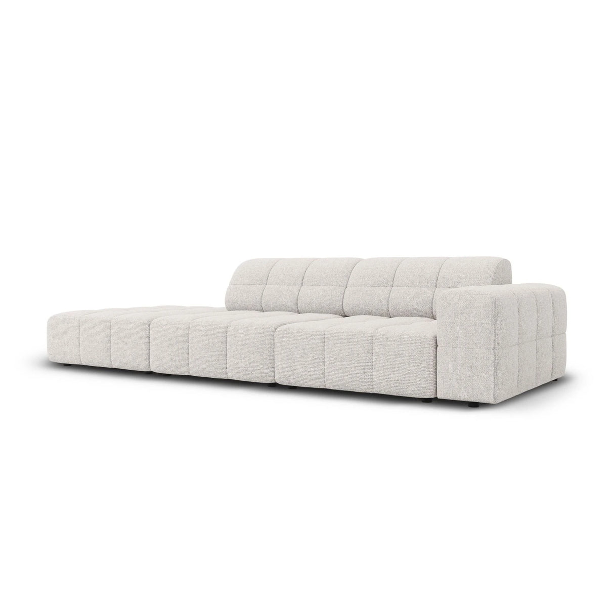Jennifer 3-Sitzer Ecksofa, Linke Seite offen, mit Bezug aus Chenille (Haga 06) in Hellgrau, 262x102 cm – Bild 3