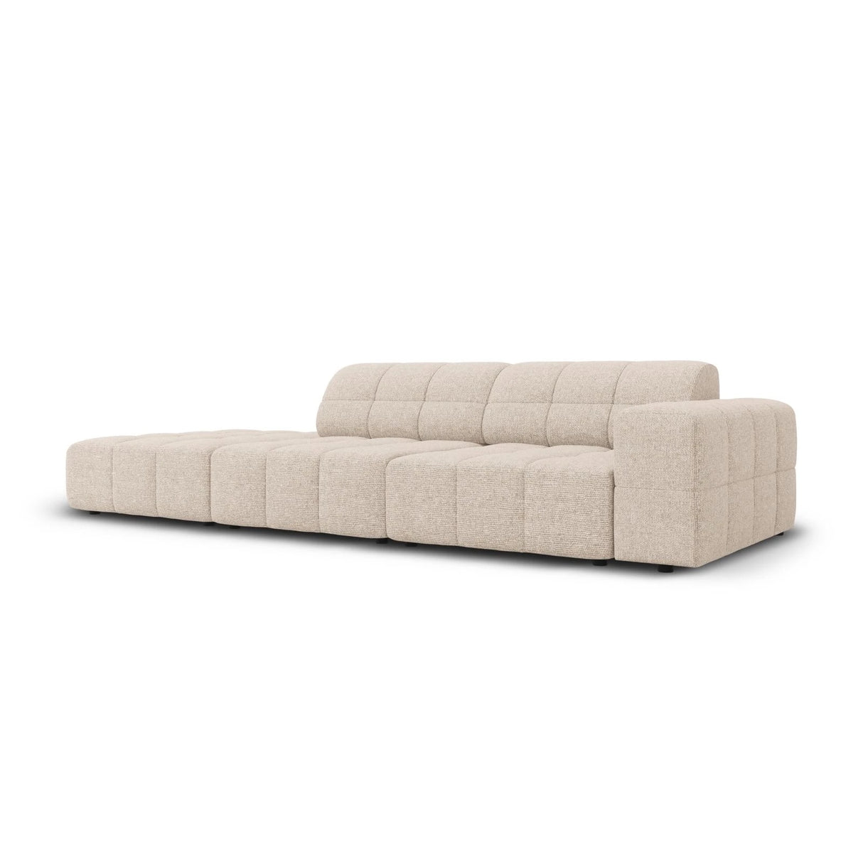 Jennifer 3-Sitzer Ecksofa, Linke Seite offen, mit Bezug aus Chenille (Haga 30) in Beige, 262x102 cm – Bild 3