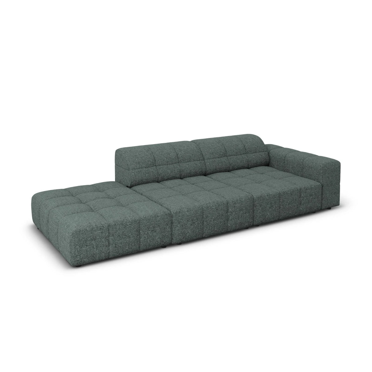 Jennifer 3-Sitzer Ecksofa, Linke Seite offen, mit Bezug aus Chenille (Haga 78) in Petrol, 262x102 cm – Bild 4