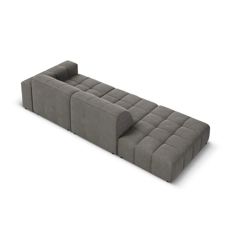 Jennifer 3-Sitzer Ecksofa, Linke Seite offen, mit Bezug aus Samt (Bluvel 13) in Hellgrau, 262x102 cm – Bild 5