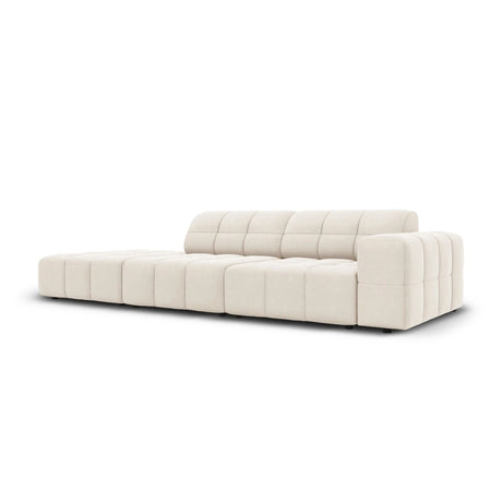 Jennifer 3-Sitzer Ecksofa, Linke Seite offen, mit Bezug aus Samt (Bluvel 22) in Leichtes Beige, 262x102 cm – Bild 3