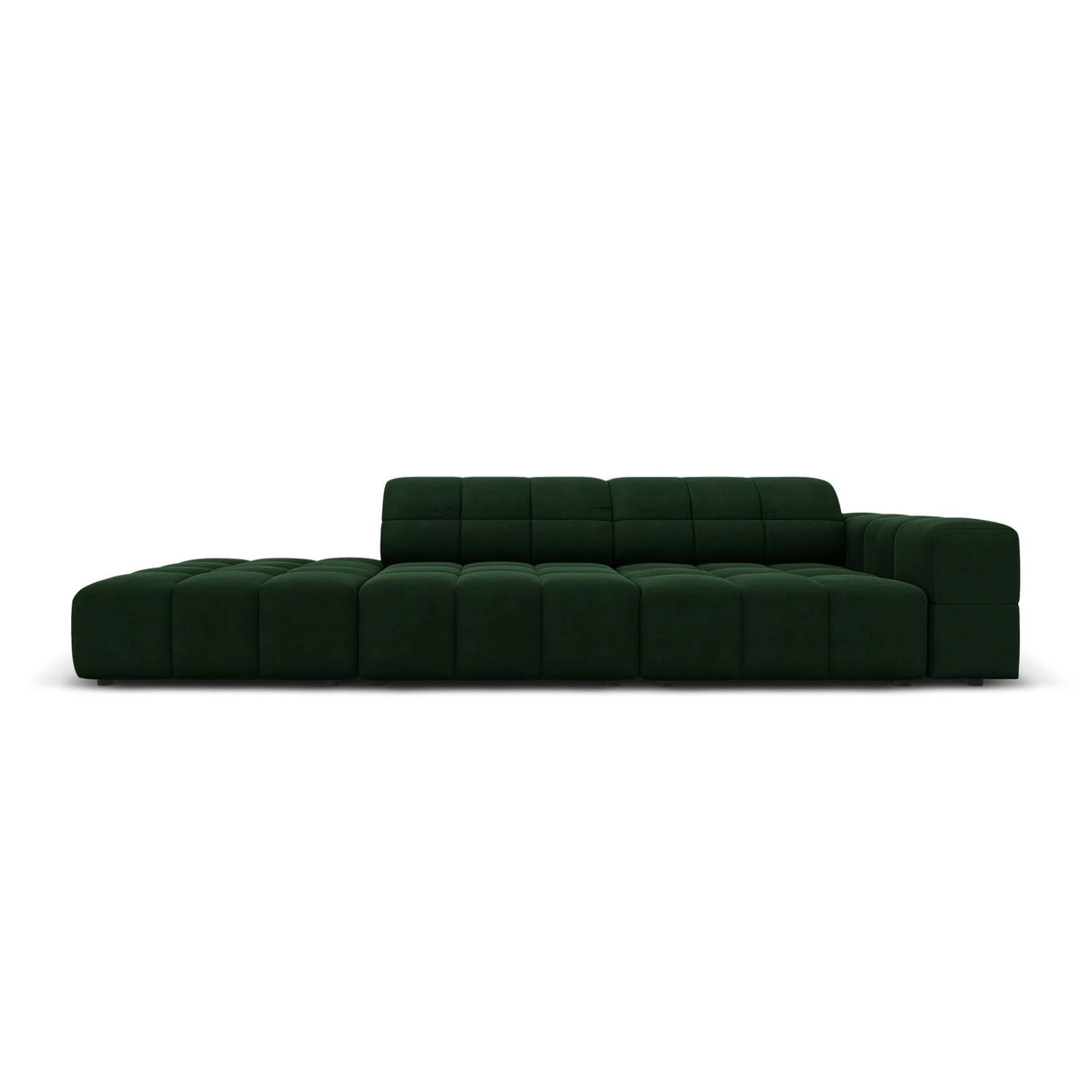 Jennifer 3-Sitzer Ecksofa, Linke Seite offen, mit Bezug aus Samt (Bluvel 78) in Flaschengrün, 262x102 cm – Bild 1