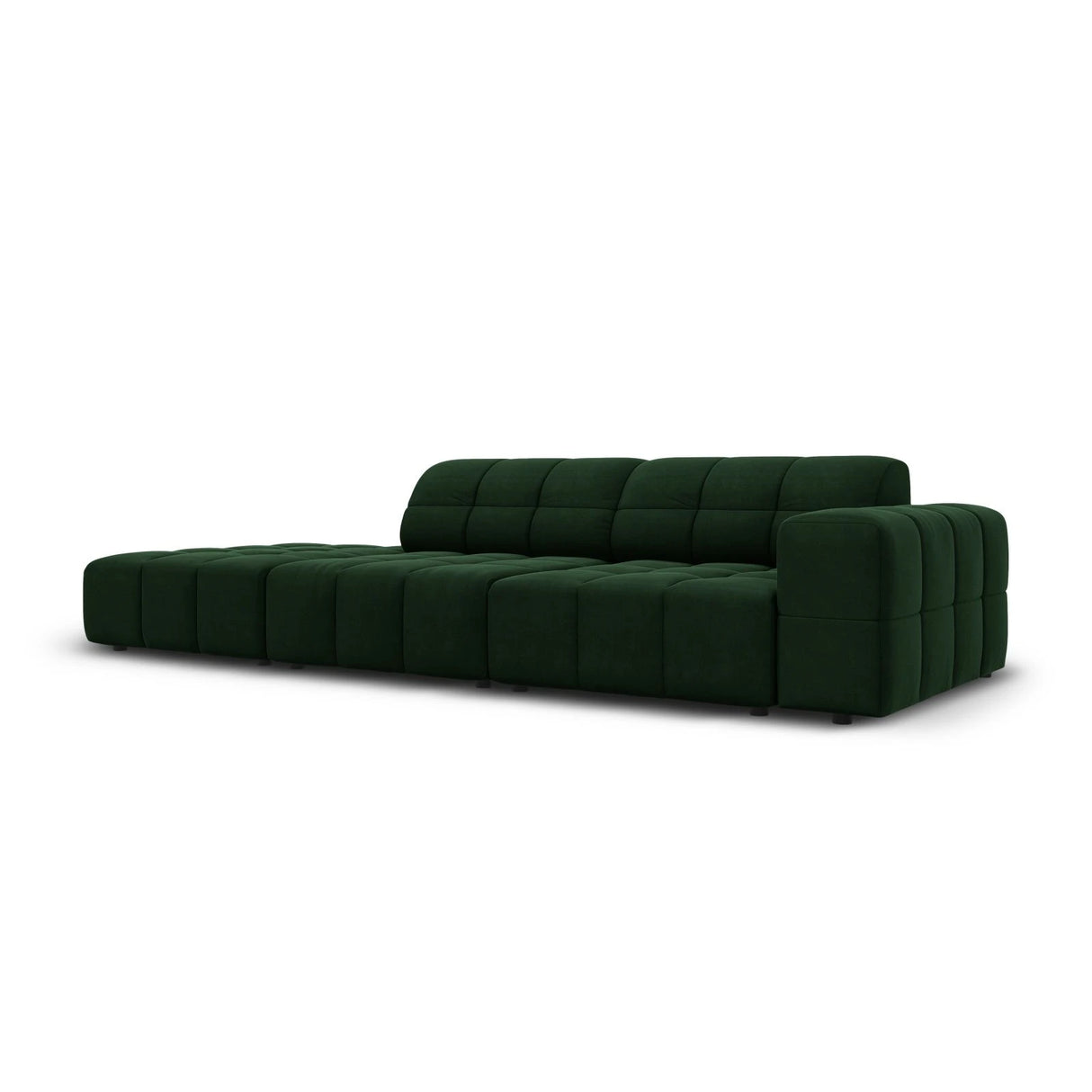 Jennifer 3-Sitzer Ecksofa, Linke Seite offen, mit Bezug aus Samt (Bluvel 78) in Flaschengrün, 262x102 cm – Bild 3