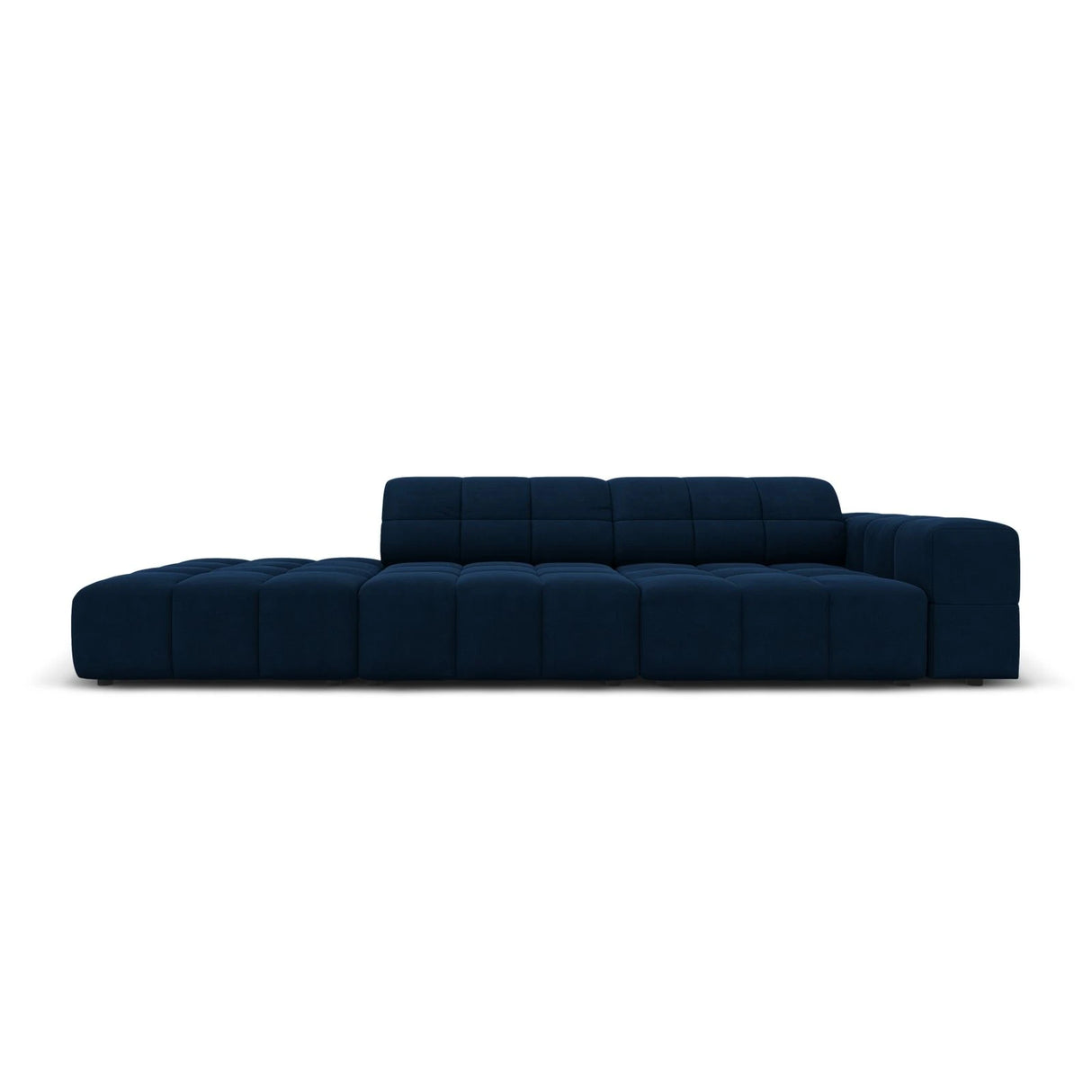 Jennifer 3-Sitzer Ecksofa, Linke Seite offen, mit Bezug aus Samt (Bluvel 86) in Königsblau, 262x102 cm – Bild 1