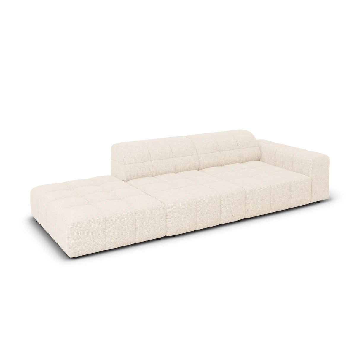 Jennifer 3-Sitzer Ecksofa, Linke Seite offen, mit Bezug aus Samt oder Chenille, 262x102 cm – Bild 4