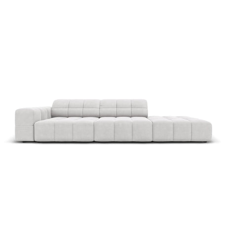 Jennifer 3-Sitzer Ecksofa, Rechte Seite offen, mit Bezug aus Samt (Bluvel 03) in Silver, 262x102 cm – Bild 1