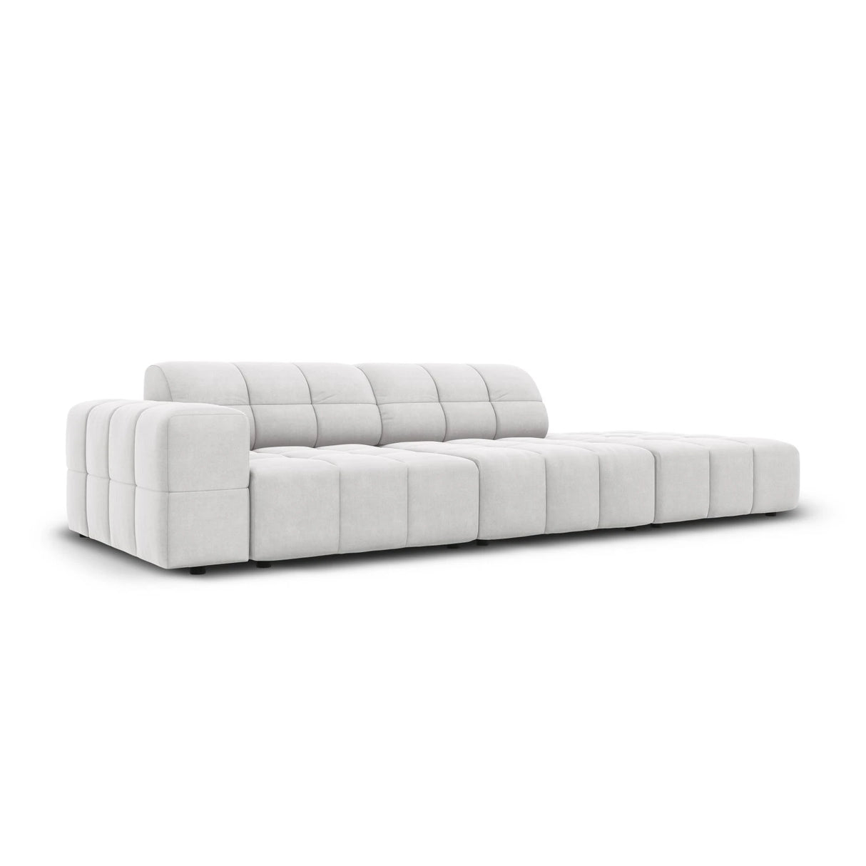 Jennifer 3-Sitzer Ecksofa, Rechte Seite offen, mit Bezug aus Samt (Bluvel 03) in Silver, 262x102 cm – Bild 3