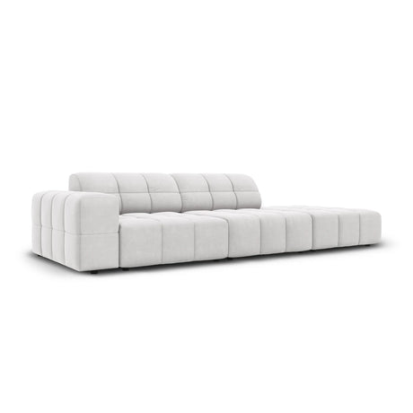Jennifer 3-Sitzer Ecksofa, Rechte Seite offen, mit Bezug aus Samt (Bluvel 03) in Silver, 262x102 cm – Bild 3